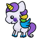 Opstrijkbare applicatie eenhoorn wit met lila/geel/blauw/groene manen (5 stuks)