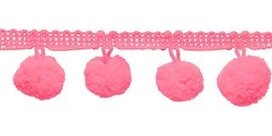 Pompom band roze 20 mm (ca. 16 meter)