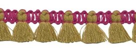 Band met kwastjes paars-legergroen 15 mm (ca. 16 meter)