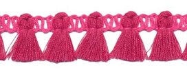 Band met kwastjes knalroze-fuchsia 15 mm (ca. 16 meter)