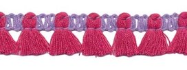 Band met kwastjes lila-fuchsia 15 mm (ca. 16 meter)