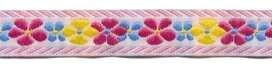 Fuchsia-geel-blauw bloemband 12 mm (ca. 22 m)