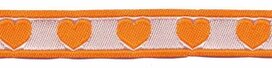 Oranje-wit hartjesband 12 mm (ca. 22 m)