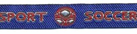Rood-zilver-blauw voetbal &#039;soccer sport&#039; sierband 12 mm (ca. 22 m)