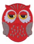 Opstrijkbare applicatie uiltje rood (1 stuk)