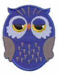 Opstrijkbare applicatie uiltje blauw (1 stuk)