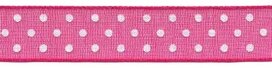 Fuchsia met witte stippen organza lint 13 mm (ca. 45 m)