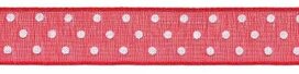 Rood met witte stippen organza lint 13 mm (ca. 45 m)