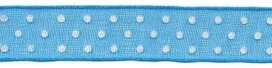 Aqua met witte stippen organza lint 13 mm (ca. 45 m)