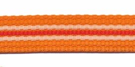 Tassenband 20 mm streep oranje/wit/donker oranje (ca. 5 m)