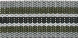 Tassenband 30 mm streep grijs/legergroen/wit/zwart (ca. 5 m)
