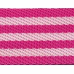 Tassenband 50 mm streep roze/wit (ca. 5 m)