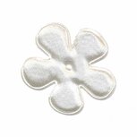 Applicatie bloem wit satijn effen middel 35 mm (ca. 100 stuks)