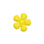 Applicatie bloem geel satijn effen klein 20 mm (ca. 25 stuks)