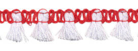 Band met kwastjes rood-wit 15 mm (ca. 16 meter)
