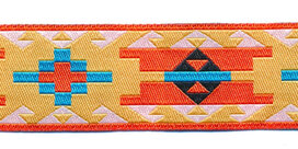 Sierband Inca-stijl geel-wit-blauw-oranje 25 mm (ca. 22 m)