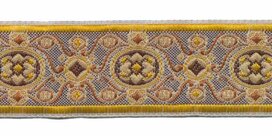 Jacquard/barok stijl sierband bruin-geel-zand 25 mm (ca. 22 m)