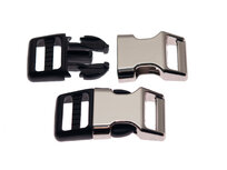 Half metalen gebogen verstelbare klikgesp zwart/zilver 20 mm (1 stuk)