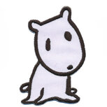 Opstrijkbare applicatie hondje wit (5 stuks)