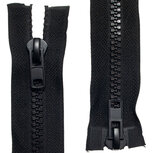 Dubbel deelbare bloktand rits 8 mm zwart (#580) 85 cm (1 stuk)