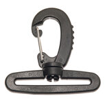 Musketonhaak zwart kunststof met metalen veer - draaibaar 50 mm (1 stuk)