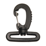 Musketonhaak zwart kunststof met metalen veer - draaibaar 38 mm (1 stuk)