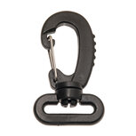 Musketonhaak zwart kunststof met metalen veer - draaibaar 25 mm (1 stuk)