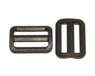 Schuifgesp zwart kunststof RECHT 25 mm - voorzijde