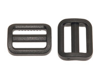 Schuifgesp zwart kunststof RECHT 20 mm - voorzijde