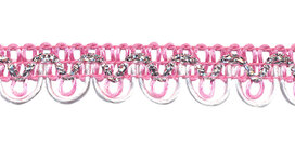 2-kleurig schulpband roze-wit met zilverdraad 15 mm (ca. 16 meter)