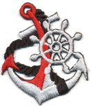 Opstrijkbare applicatie anker wit (1 stuk)