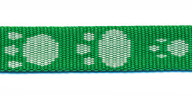 Tassenband 15 mm pootje groen/wit (ca. 5 m)