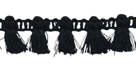 Band met kwastjes zwart 15 mm (ca. 16 meter)