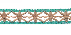 Gebreid sierband zand met appelblauwzeegroen ca. 15 mm (ca. 10 m)