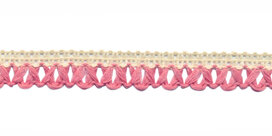 Gebreid sierband creme-oud roze ca. 9 mm (ca. 10 m)
