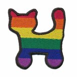 Opstrijkbare applicatie regenboog poes (1 stuk)