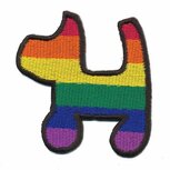 Opstrijkbare applicatie regenboog hond (1 stuk)