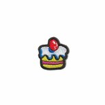 Opstrijkbare applicatie cupcake geel-roze klein (1 stuk)