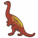 Opstrijkbare applicatie dinosaurus roodbruin (1 stuk)