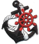 Opstrijkbare applicatie anker zwart (1 stuk)