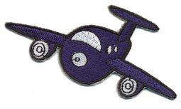 Opstrijkbare applicatie vliegtuig donker blauw (1 stuk)