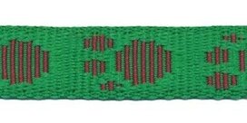 Tassenband 20 mm pootje grasgroen/bordeaux (ca. 5 m)