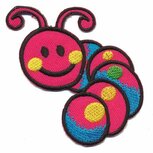 Opstrijkbare applicatie rups fuchsia (1 stuk)