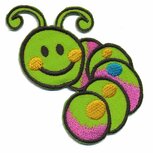 Opstrijkbare applicatie rups groen (1 stuk)