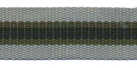 Tassenband 25 mm streep grijs/legergroen/zwart STEVIG (ca. 5 m)