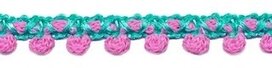 2-kleurig bolletjesband mint-roze 10 mm (ca. 16 meter)