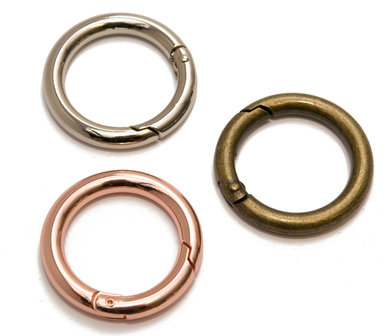 Metalen O-ring met musketonsluiting brons 25 mm (10 stuks)