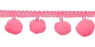 Pompom band roze 20 mm (ca. 16 meter)