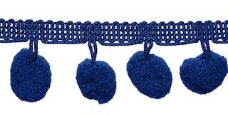 Pompom band kobalt blauw 20 mm (ca. 16 meter)