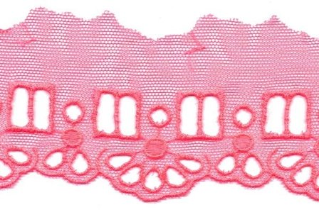 Tule broderie NEON roze 50 mm (ca. 13,5 m)